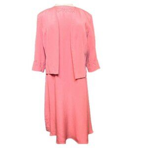 Drapers & Damons 2-Piece Suit Sheath Dress Embroidered Coral Pink Small NEW